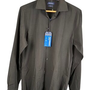 Nautica Mens Performance Super Shirt Slim Fit Black Dress Shirt 15-15.5 34/35 M